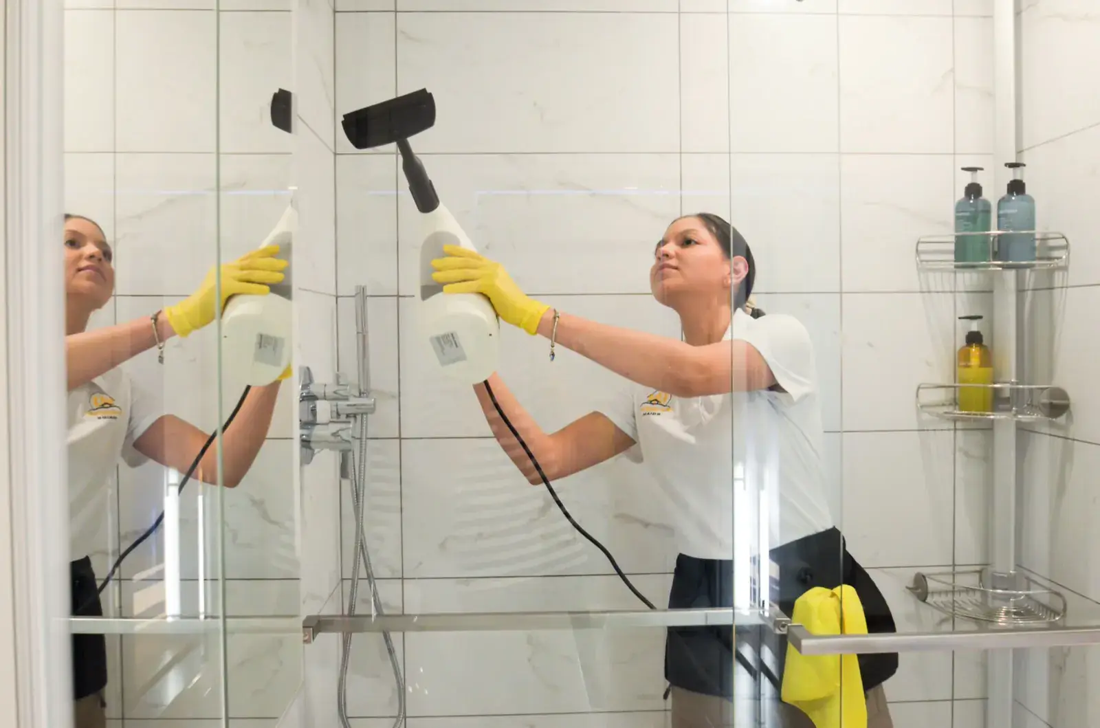 Awesome Cleaning team using a steam cleaner on a Chicago kitchen